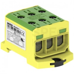 Listwa zaciskowa 3-torowa Al/Cu 1,5-50mm2 320A 1500V na szynę TH35 żółto-zielony OTL50-3 MOREK