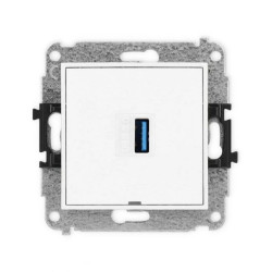 MINI Mechamizm gniazda pojedynczego USB A-A 3.0, bez pola opisowego biały mat 25MGUSBBO-5