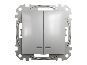SEDNA DESIGN & ELEMENTS Wyłącznik podwójny świecznikowy z podświetleniem srebrne aluminium SDD113105L SCHNEIDER ELECTRIC