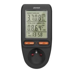 Miernik poboru energii WAT-435/B Czarny (Watomierz, Koszt) ORNO