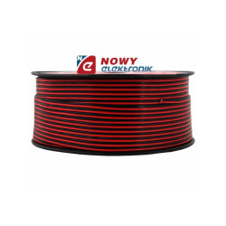 Przewód głośnik. 2x0,22 CCA czarny z paskiem