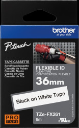 TZE-FX261 Flexi-tape, black on white, 36 mm