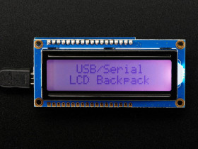 USB + Serial Backpack Kit with 16x2 RGB backlight positive LCD (Black on RGB)