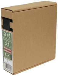 Quadrios 23CA180 Rurka termokurczliwa z klejem czarny 15 mm Współczynnik skurczu:3:1 5 m