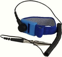 ANTY-OP2B Opaska antyelektrostatyczna, plastikowa, na rękę, z przewodem 2m - niebieska, rezystancja 1M (JAPAN)