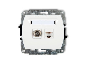 TREND Gniazdo antenowe pojedyncze typu "F" (SAT) + gniazdo komputerowe 1xRJ45 kat.5e 8-stykowy biały GFK-1 KARLIK