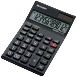 Sharp SH-EL124TWH 12-Digit Desktop Calculator, Tax Function, Twin Power, Black