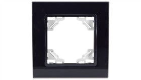 Quadra Ramka Pojedyncza Szklana Czarna Włącznik