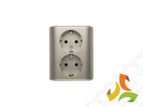 SIMON 54 Gniazdo podwójne z uziemieniem schuko z przesłonami torów prądowych wersja skandynawska szybkozłącza złoty EGSZ2SPZ/44