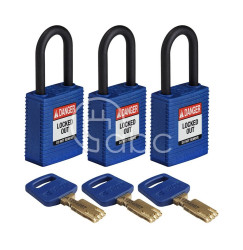 Kłódka LOTO SafeKey nylonowa, szekla 38 mm, niebieska (3 szt.), 150268