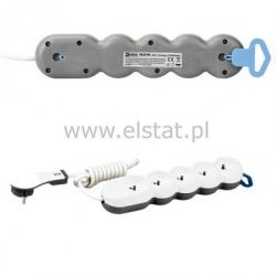 Przedłużacz sieciowy 230V 5GN 1,5m 10A płaska