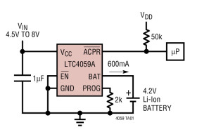 900mA Linear Li-Ion Battery Chargers with Thermal Regulation in 2 × 2 DFN