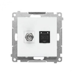 Simon 55 Gniazdo antenowe typu F” + RJ45 kat.6 (moduł) Biały mat TASFRJ45.01/111