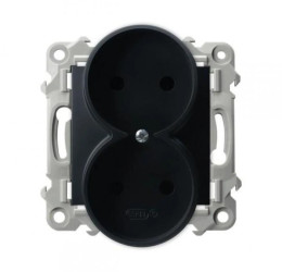 SZAFIR Gniazdo podwójne moduł bez ramki czarny metalik GP-2ZR/m/33