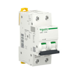 Wyłącznik nadprądowy MCB, Typ C, 2-biegunowy, 63A, 440V, 125V, Schneider Electric, A9F