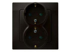 KARO Gniazdo podwójne z uziemieniem schuko z przesłonami IP-20 zaciski gwintowe czekoladowy metalik GP-2SSP/40 OSPEL