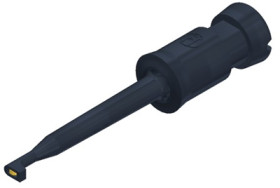 Miniature clamp test probe, black, max. 2 mm, L 57.5 mm, CAT O, solder connection, 931467100