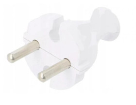 Wtyczka prosta, bez uziemienia biała / 24423