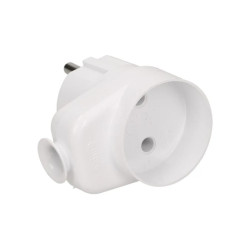 Wtyczka kątowa 2P z gniazdem, biała,WT-16U/G K2/BIAŁY