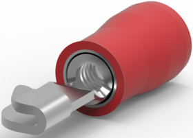 Insulated knife connector, 0.26-1.65 mm², AWG 22 to 16, copper, tin-plated, red, 32446