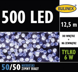 Lampki choinkowe zewnętrzne 500 LED lampki z zasilaczem MIX biały zimny/niebieski 12,5m dł. + 3m 230V/31V 6W IP44 13-450