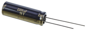 Kondensator 2200μF 16V dc Radialny, Otwór przelotowy Panasonic roztaw: 5mm 10 (Dia.) x 30mm