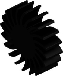 LED heatsink, (L x Ø) 20 x 70 mm, 2.28 to 1.1 K/W, black anodized, 10021483