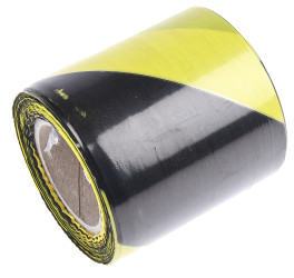 Taśma odgradzająca szerokość 75mm Czarny/żółty Taśma odgradzająca RS PRO LDPE grubość 0.05mm