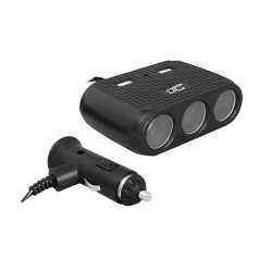 Rozgałęźnik wt.zap. 3gn/2xUSB LX z kablem AS7C 12/24V,FIRE czarny