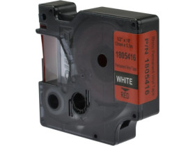 Taśma winylowa do drukarek 12mm x 5,5m biała na czerwonym 1805416