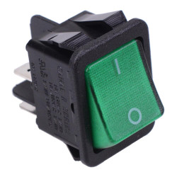 Green illuminated 230V Rectangle Rocker Switch DPST 16A
