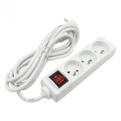 Przedłużacz 3 gniaz. 3m z/u z wyłącznikiem BIAŁY