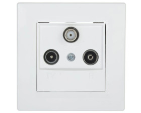 Gniazdo antenowe Asfora RTV-SAT przelotowe 4dB białe z ramką EPH3500221