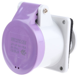 Złącze przemysłowe - zasilające 16A Gniazdo 20 → 25 V. 2P Żeński Scame Fioletowy Montaż na panelu IP44