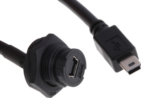 Kabel USB Złącze A Mini USB B Złącze B Mini USB B dł. 200mm Przewód przedłużający USB kolor: Czarny