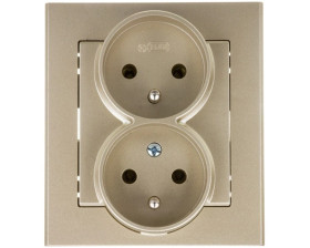 SONATA Gniazdo podwójne z/u z niezmiennością faz szampański złoty GP-2RC/39