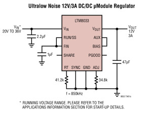 Ultralow Noise EMC 36V, 3A DC/DC μModule Regulator