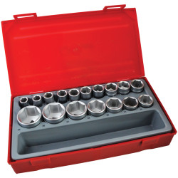 Teng TT1217-6 Metric 6-Pt Socket Set, 17 Piece - 1/2in Drive