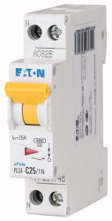 Wyłącznik nadprądowy MCB, Typ C, 1+N, 25A, na szynę DIN, Eaton PLG4-C25/1N