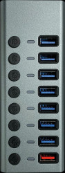 CH 11 L USB 3.0 8-port hub, 7x data, 1x power, aluminum