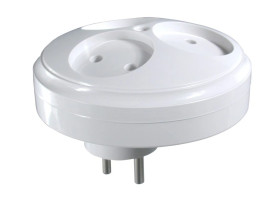 Rozgałeźnik wtyczkowy 3x2P okrągły z podświetleniem biały R-35/S