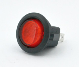 Przełącznik kołyskowy stabilny, okrągły podświetlany 12V, czerwony ON-OFF
