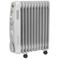 Sealey RD2500T Oil Filled Radiator 2500W/230V 11 Element with Timer