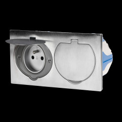 Hermetyczne gniazdo elektryczne podwójne IP55 stal nierdzewna z wiatroszczelną puszką montażową OR-AE-1398MB