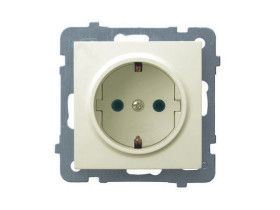AS Gniazdo pojedyncze z uziemieniem schuko z przesłonami ecru GP-1GSP/m/27 OSPEL