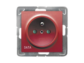 IMPRESJA Gniazdo pojedyncze z uziemieniem DATA z przesłonami torów prądowych biały GP-1YZDP/m/00 OSPEL