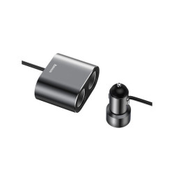 Ładowarka Samoch. 2xUSB BASEUS 2x Gniazdo zapalniczki 80W Czarna CRDYQ