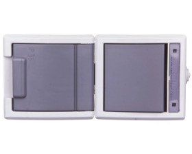 AQUANT Gniazdo hermetyczne nt. pojedyncze z/u + łącznik schodowy jednobiegunowy z klapką pełną/szarą 16A 250V IP55 szare 1256-10