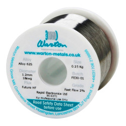 Warton Metals Future HF LMP 62S Fast Flow 2% Flux Solder Wire 18SWG 1.22mm 250g