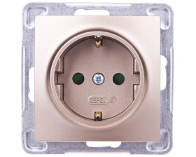 IMPRESJA Gniazdo pojedyncze z/u Schuko z przesłonami złoty metalik GP-1YSP/m/28